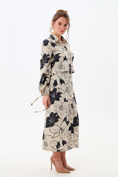 Платье, пояс NikVa 944-5 сине-песочные лилии - фото 8