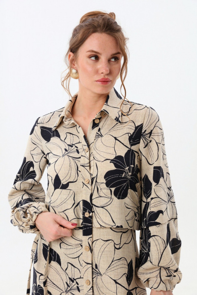 Платье, пояс NikVa 944-5 сине-песочные лилии - фото 7