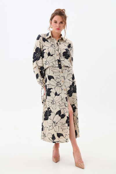 Платье, пояс NikVa 944-5 сине-песочные лилии - фото 6