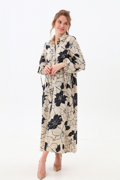 Платье, пояс NikVa 944-5 сине-песочные лилии - фото 4