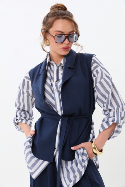 Рубашка NikVa 953-2 сине-белые полосы - фото 7