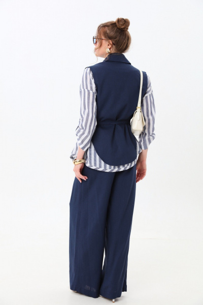 Брюки, жилет, рубашка NikVa 956-2 индиго и бело-синие полосы - фото 8