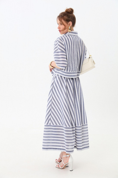 Рубашка, юбка NikVa 958-3 бело-синие полосы - фото 4