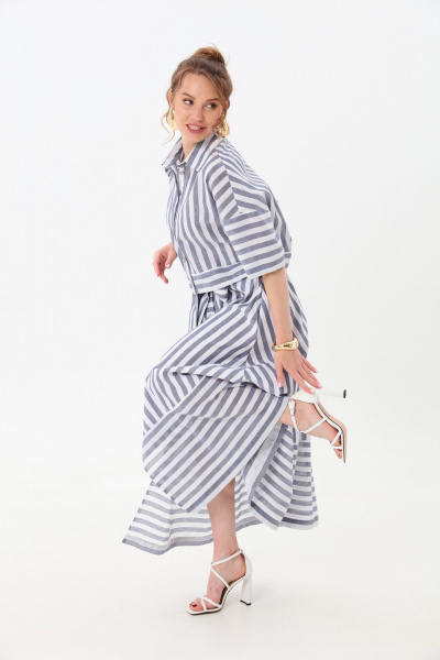 Рубашка NikVa 959-2 бело-синие полосы - фото 2