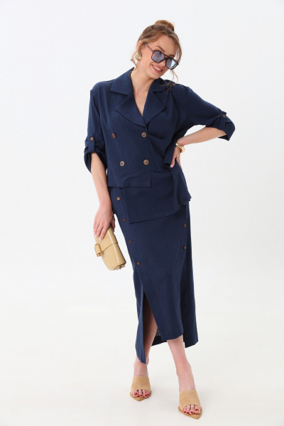 Жакет, юбка NikVa 972-1 индиго - фото 3
