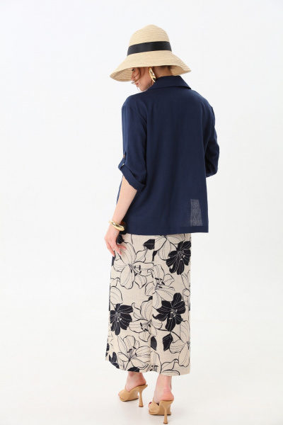 Жакет, юбка NikVa 972-2 индиго+песочно-синие лилии - фото 5