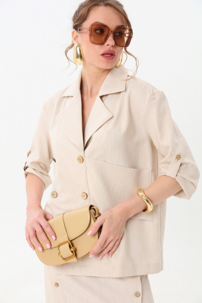 Жакет, юбка NikVa 972-4 песочный - фото 7