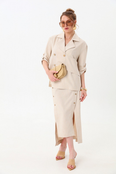 Жакет, юбка NikVa 972-4 песочный - фото 6