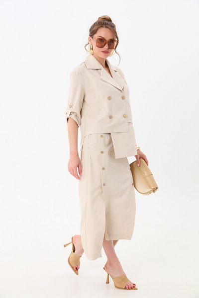 Жакет, юбка NikVa 972-4 песочный - фото 4