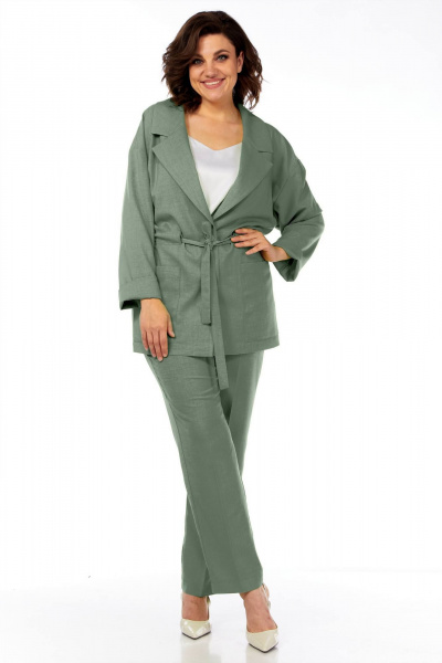 Брюки, жакет Ольга Стиль С-810 зелень - фото 1