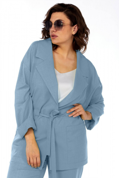 Брюки, жакет Ольга Стиль С-810 голубой - фото 7
