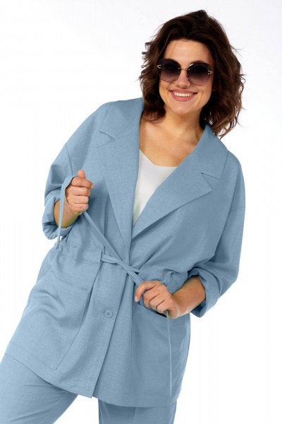 Брюки, жакет Ольга Стиль С-810 голубой - фото 5