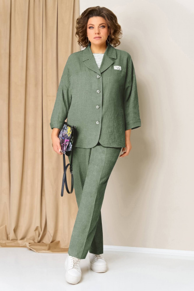 Блуза, брюки, жакет VOLNA 1359 мятно-зеленый - фото 1