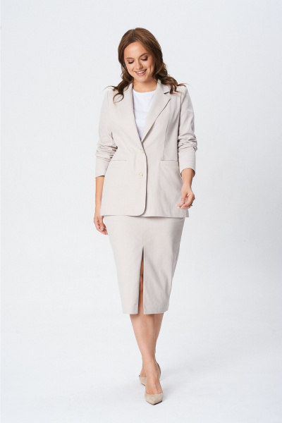 Жакет, ремень, футболка, юбка T&N 7647 светлый_песок _белый - фото 3