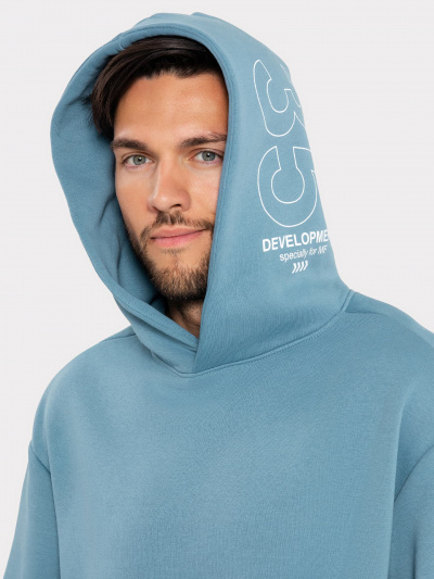 Худи Mark Formelle 121794/22/2878П-7П сине_серый_печать_1_сл_на_дет_капюшона - фото 9