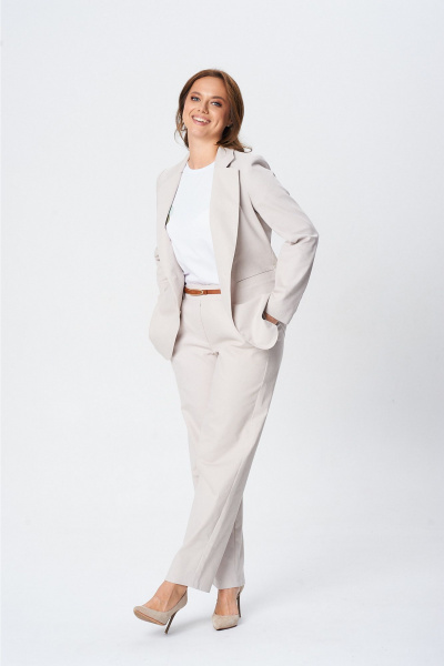 Брюки, жакет, ремень, футболка T&N 7650 светлый_песок-белый - фото 9