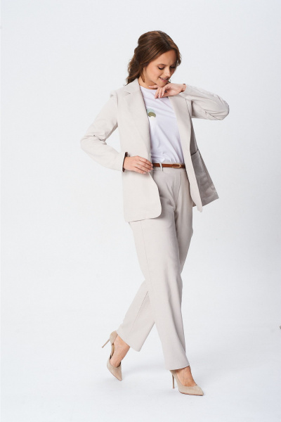 Брюки, жакет, ремень, футболка T&N 7650 светлый_песок-белый - фото 8