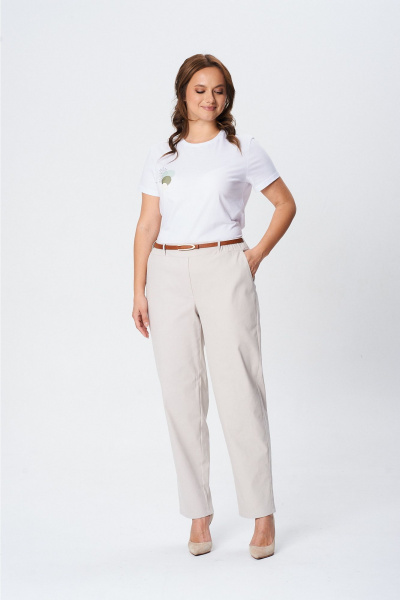 Брюки, жакет, ремень, футболка T&N 7650 светлый_песок-белый - фото 3