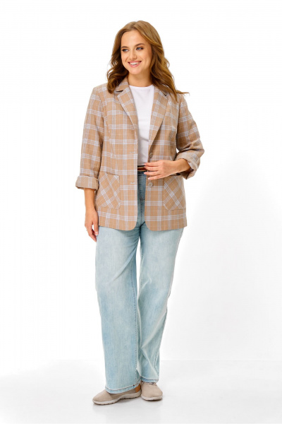 Жакет T&N 7653 бежево-голубая_клетка - фото 8