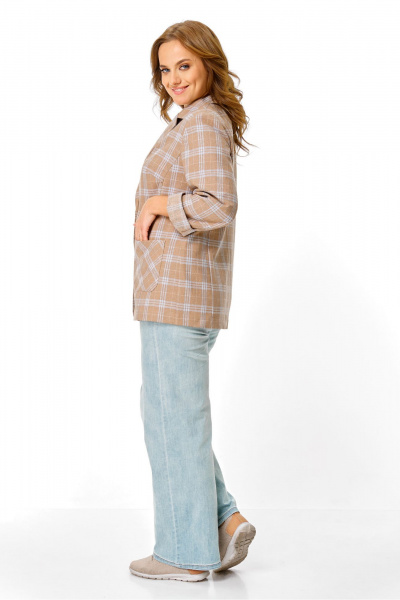 Жакет T&N 7653 бежево-голубая_клетка - фото 6