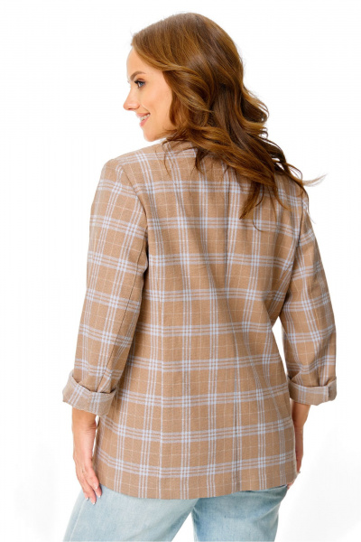 Жакет T&N 7653 бежево-голубая_клетка - фото 2