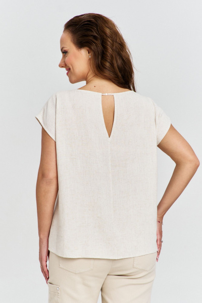 Блуза летняя из льна с вышивкой и золотистыми пайетками AVE RARA 2190 натуральный-бежевый - фото 2