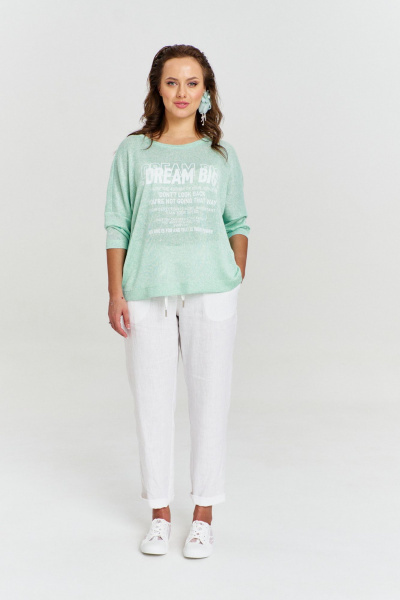 Брюки из льна с авторским принтом и удобным поясом AVE RARA 4121 белый - фото 3