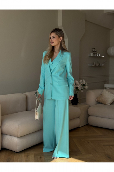 Брюки, жакет, жилет Dilana VIP 1993 мята_тиффани - фото 7