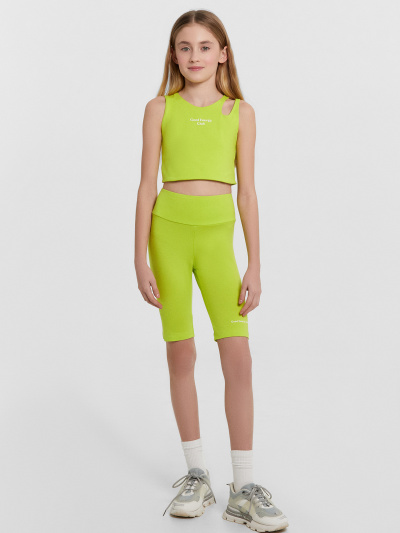 Велосипедки, топ Mark Formelle 397748/24-32371П-5 зеленый_лайм_печать_2_сл_на_пол_2_сл_на_ЛВ_дет_шорт - фото 7