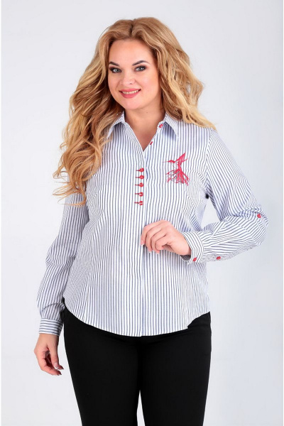 Блуза Таир-Гранд 62301 полоска_красная_точка - фото 1
