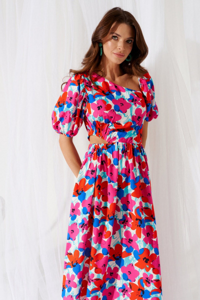 Платье ELLETTO LIFE 1097 мультиколор - фото 3