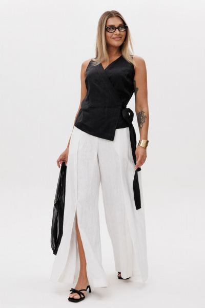 Брюки, жилет Ma Vie М-665 черный-белый - фото 1