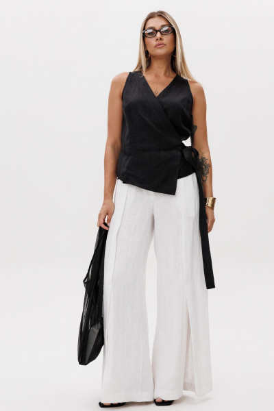 Брюки, жилет Ma Vie М-665 черный-белый - фото 3