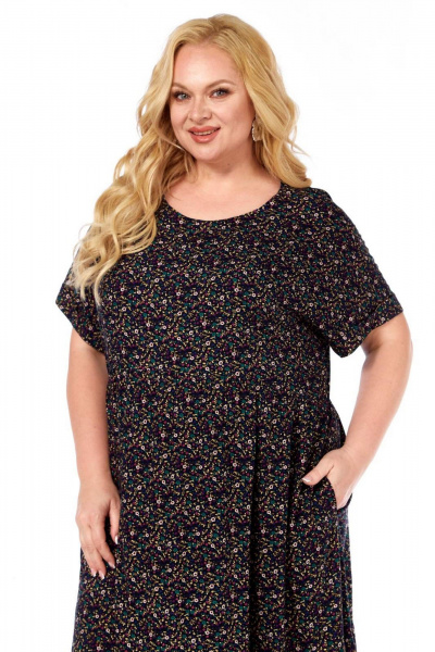 Платье СиБон 0366 темно-синий_цветы - фото 3
