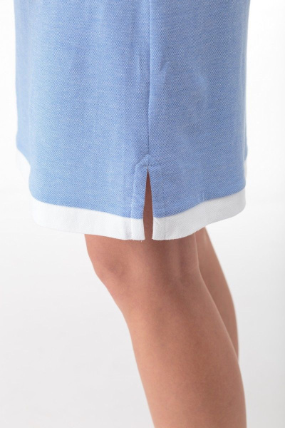 Платье oversize с кулиской по талии и коротким рукавом Anelli 868 голубой - фото 4