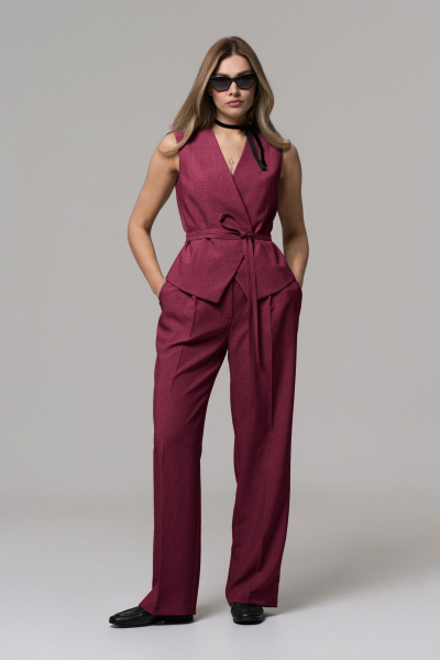 Брюки, жилет AltaModa 2002-1 бордовый - фото 1