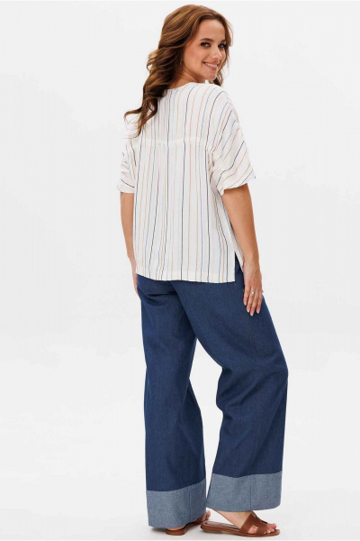 Блуза Mislana 6771 молочный/полоска - фото 5