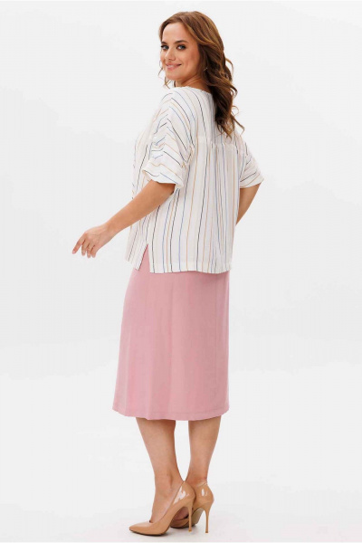 Блуза, юбка Mislana 6772 молочный/розовый - фото 7