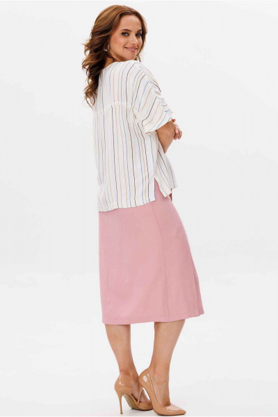 Блуза, юбка Mislana 6772 молочный/розовый - фото 5