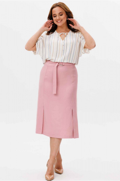 Блуза, юбка Mislana 6772 молочный/розовый - фото 2