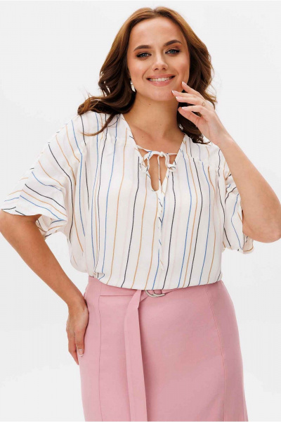 Блуза, юбка Mislana 6772 молочный/розовый - фото 4