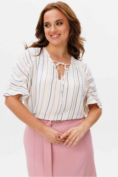 Блуза, юбка Mislana 6772 молочный/розовый - фото 3