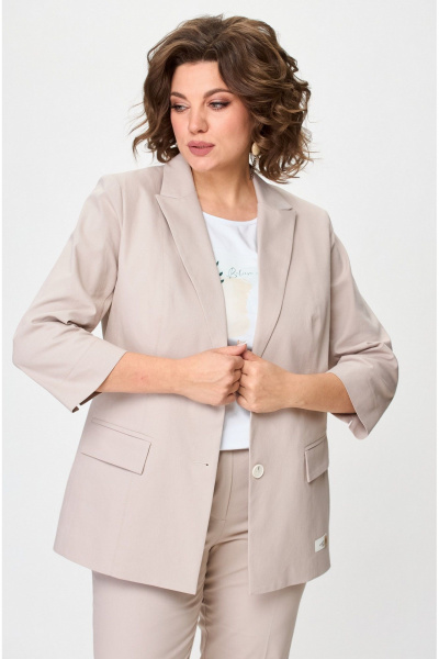 Брюки, жакет БелЭльСтиль 412-3_14_22+586-2_87_22 бежевый_джинс - фото 5