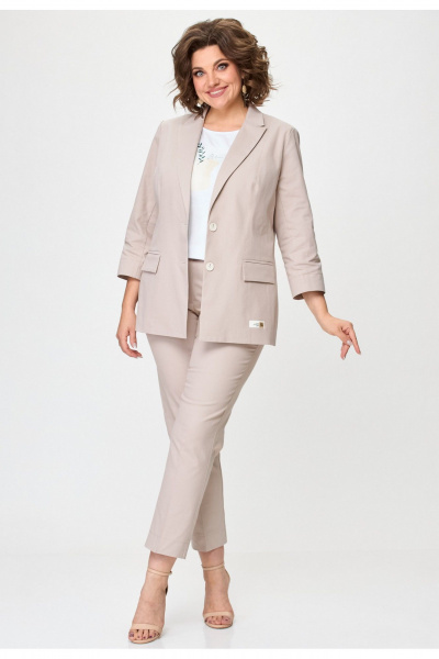Брюки, жакет БелЭльСтиль 412-3_14_22+586-2_87_22 бежевый_джинс - фото 3