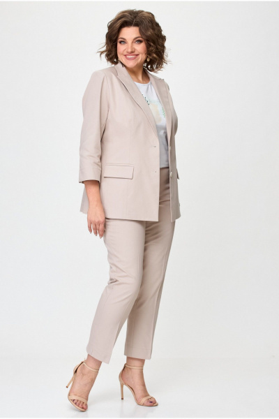 Брюки, жакет БелЭльСтиль 412-3_14_22+586-2_87_22 бежевый_джинс - фото 2