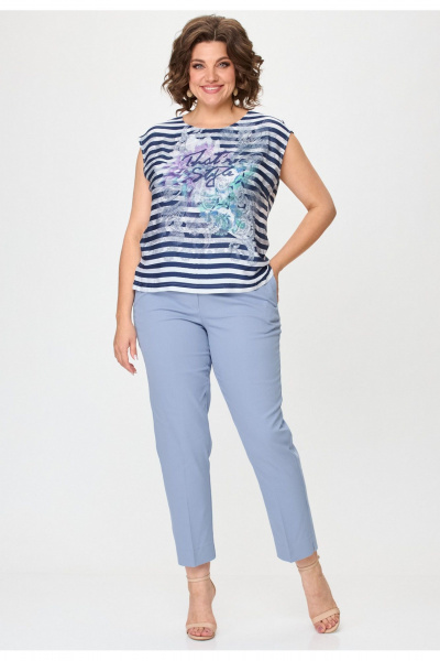 Блуза, брюки БелЭльСтиль 862-3_04_22+586-2_87_22 голубой - фото 1