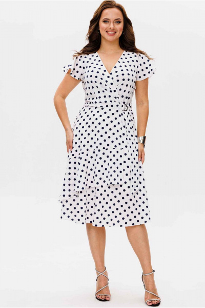 Платье Mislana 1449 белый/черный_горох - фото 7