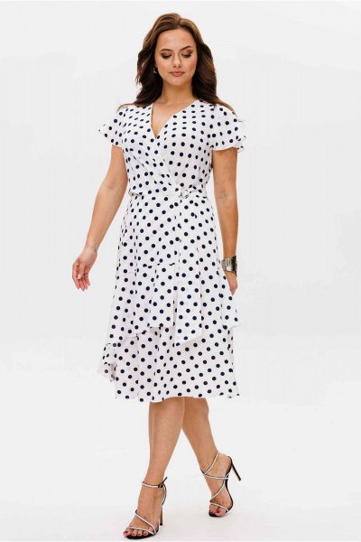 Платье Mislana 1449 белый/черный_горох - фото 6