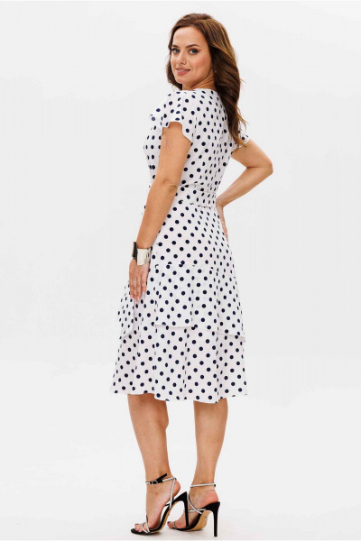 Платье Mislana 1449 белый/черный_горох - фото 3