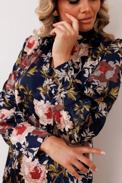 Платье Мода Юрс 2915 темно-синий_цветы - фото 4